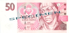 50 Kč - sv. Anežka Česká (1211-1282) Princezna z rodu Přemyslovců byla svatořečena v roce 1989. Zakládala kláštery a věnovala se charitativní činnosti. Je zakladatelkou jediného českého rytířského řádu - křížovníků s červenou hvězdou., foto: Česká národní banka, Zdroj: www.cnb.cz