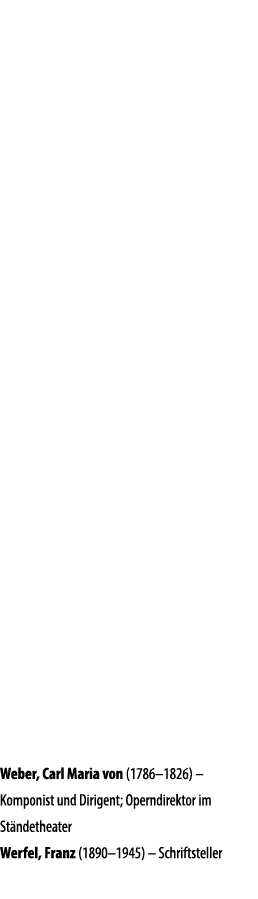 Weber, Carl Maria von (1786–1826) – Komponist und Dirigent; Operndirektor im St ndetheater Werfel, Franz (1890–1945) ...