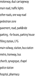 motorway, dual carriageway main road, traffic lights other roads, one way road pedestrian zone pavement, road, park&r...