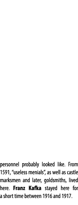 personnel probably looked like. From 1591, “useless menials”, as well as castle marksmen and later, goldsmiths, lived...