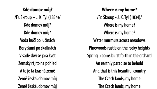 Kde domov m j? /Fr. kroup – J. K. Tyl (1834)/ Kde domov m j? Kde domov m j? Voda hu   po lu in ch Bory  um  po skali...
