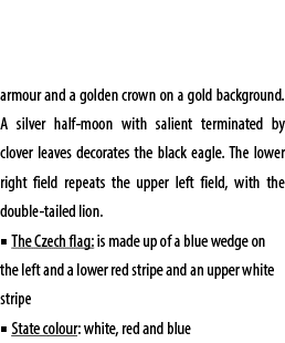 armour and a golden crown on a gold background. A silver half moon with salient terminated by clover leaves decorates...