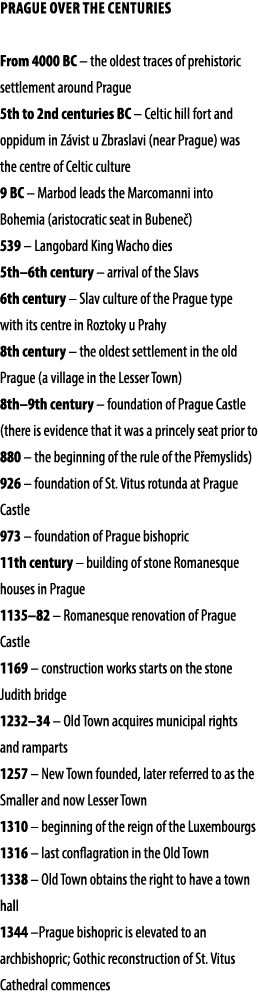 PRAGUE over the centuries From 4000 BC – the oldest traces of prehistoric settlement around Prague 5th to 2nd centuri...