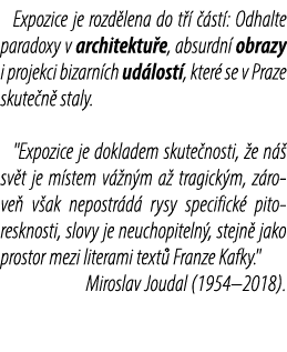 Expozice je rozd lena do t    st : Odhalte paradoxy v architektu e, absurdn  obrazy i projekci bizarn ch ud lost , k...