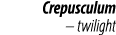 Crepusculum – twilight