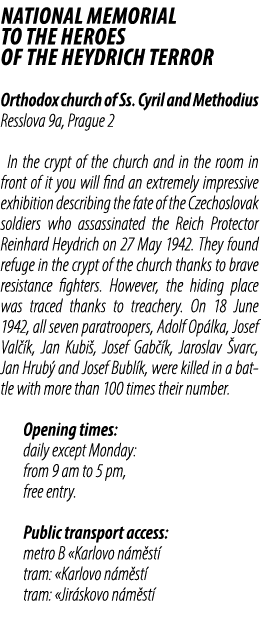 National Memorial to the Heroes of the Heydrich Terror Orthodox church of Ss. Cyril and Methodius Resslova 9a, Prague...