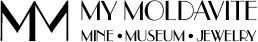 Logo s p smeny MM a textem MY MOLDAVITE MINE MUSEUM JEWELRY v elegantn m stylu. Popis generovan  AI