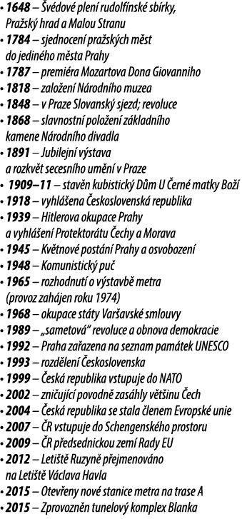 • 1648 – v dov  plen  rudolf nsk  sb rky, Pra sk  hrad a Malou Stranu • 1784 – sjednocen  pra sk ch m st do jedin ho...