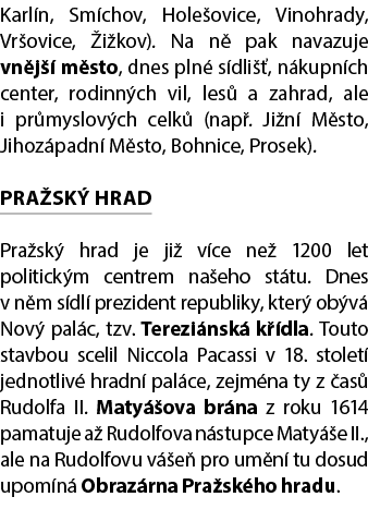 Karl n, Sm chov, Hole ovice, Vinohrady, Vr ovice, i kov). Na n  pak navazuje vn j   m sto, dnes pln  s dli  , n kupn...