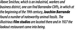 Above Sm chov, which is an industrial, workers and business district, one can find Barrandov Cliffs, in which at the ...