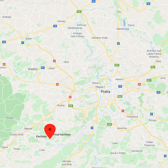 Karlštejn, zdroj: Mapy Google